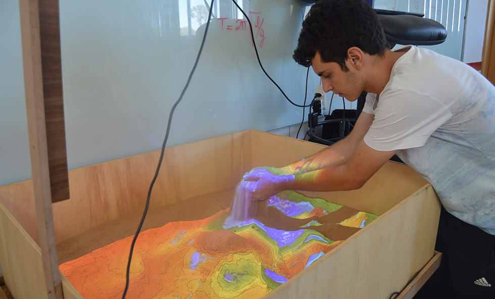 Equipamento Ar Sandbox sendo preparado para demonstração